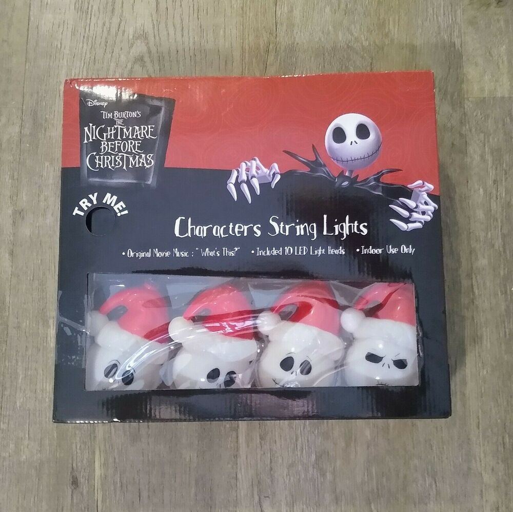 Disney Nightmare Before Christmas Jack Skellington Santa String Lights 10 ct Box